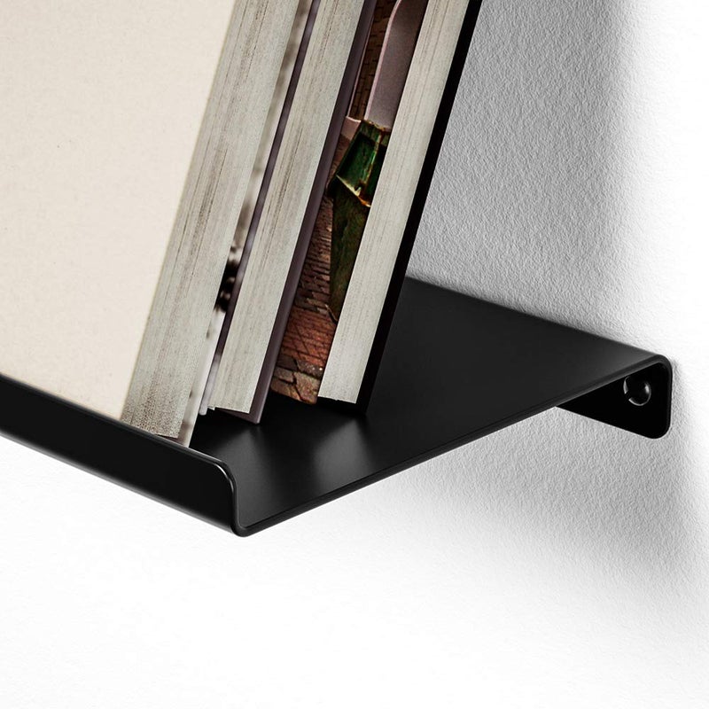 SRIWATANA Black Metal Wall Shelves, 2 Set Floating Shelves for Bedroom, Living Room, Bathroom, Kitchen - Matte Black - Image 4